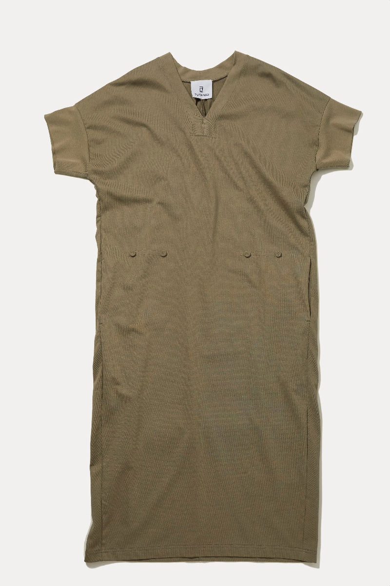 24SS 美品 【hLM】 レーヨンジャージーワンピース コクーン サイドギャザーカットコクーンワンピース｜WOMEN｜250HSM83-427E